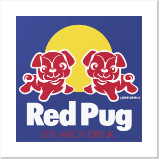 Red pug Posters and Art